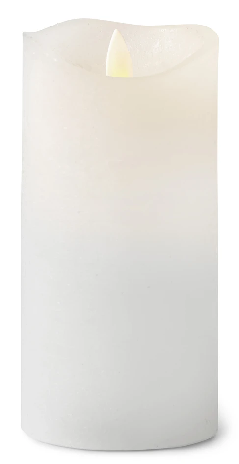 Låga - Blockljus med LED-belysning, batteridrivet, Ø 7,5, H 15 cm - Vit