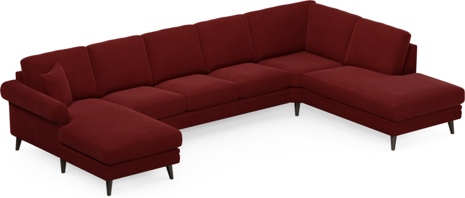 Eden - 3-sits soffa med schäslong vänster och divan höger - Röd