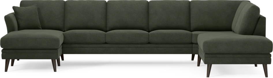 Eden - 3-sits soffa med schäslong vänster och divan höger - Grön