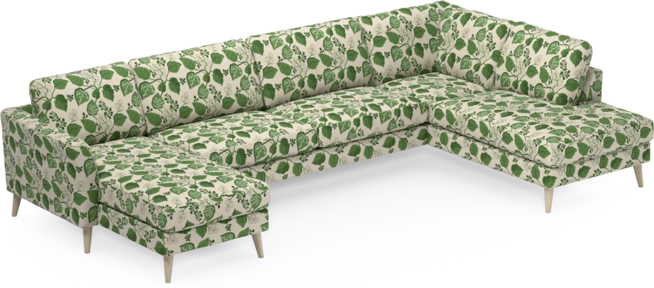 Bridge - 3-sits soffa med schäslong vänster och divan höger - Grön