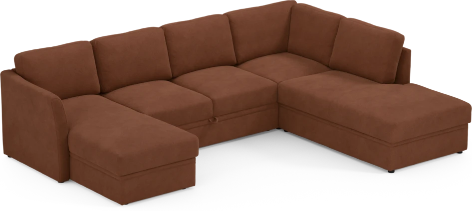 Öland - Bäddsoffa med schäslong vänster och divan höger - Orange