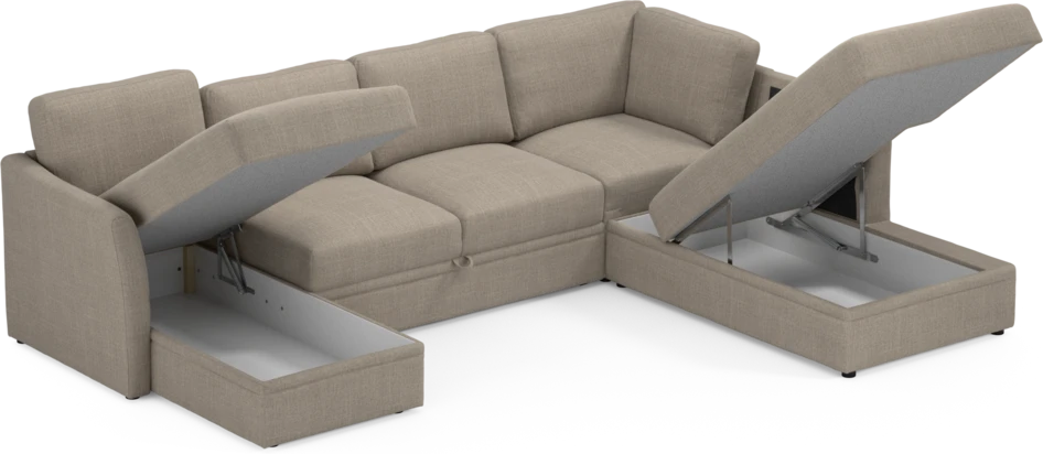 Öland - Bäddsoffa med schäslong vänster och divan höger - Beige