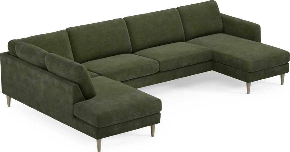 Bridge - 3-sits soffa med divan vänster och schäslong höger - Grön