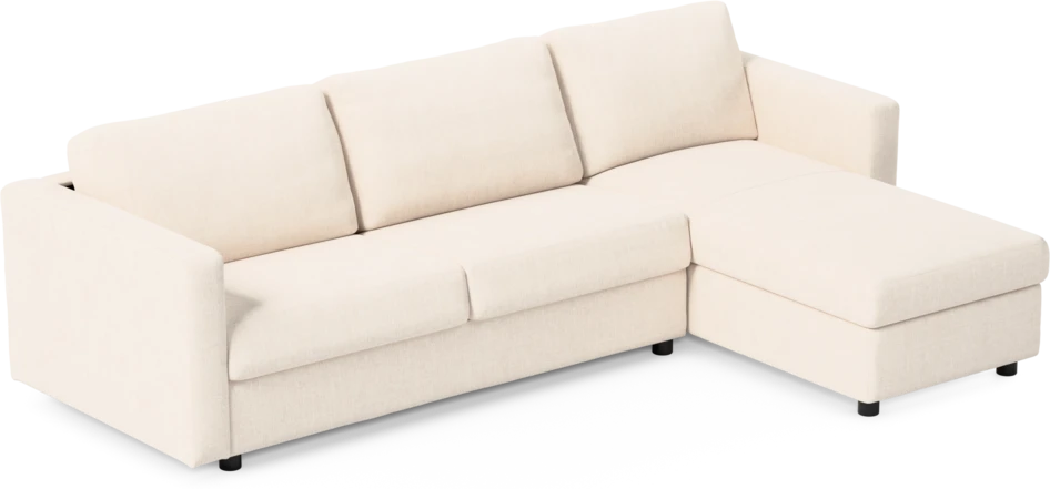 Lindö - Bäddsoffa 2,5-sits med schäslong, vändbar - Vit