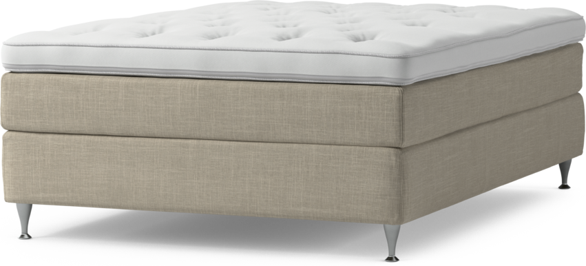 Delux Sense - Kontinentalsäng, enkelsäng 140 cm med bäddmadrass och sängben - Beige
