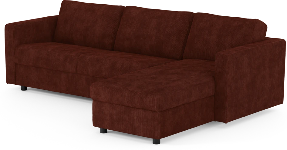 Lindö - Bäddsoffa 2,5-sits med schäslong, vändbar - Röd