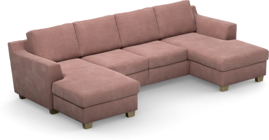 Friday - 2-sits soffa med två schäslonger - Rosa