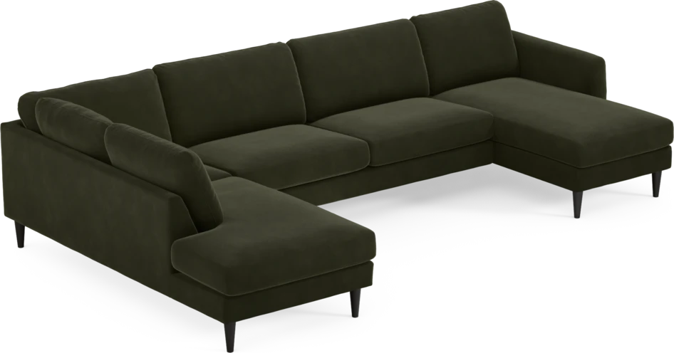 Bridge - 3-sits soffa med divan vänster och schäslong höger - Grön