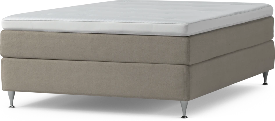 Delux Sense - Kontinentalsäng, enkelsäng 140 cm med bäddmadrass och sängben - Beige