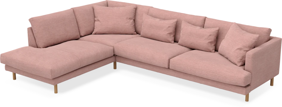 Harper - 3-sits soffa med divan vänster - Rosa