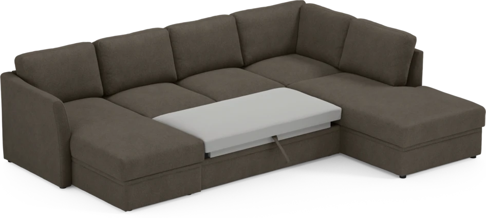 Öland - Bäddsoffa med schäslong vänster och divan höger - Brun
