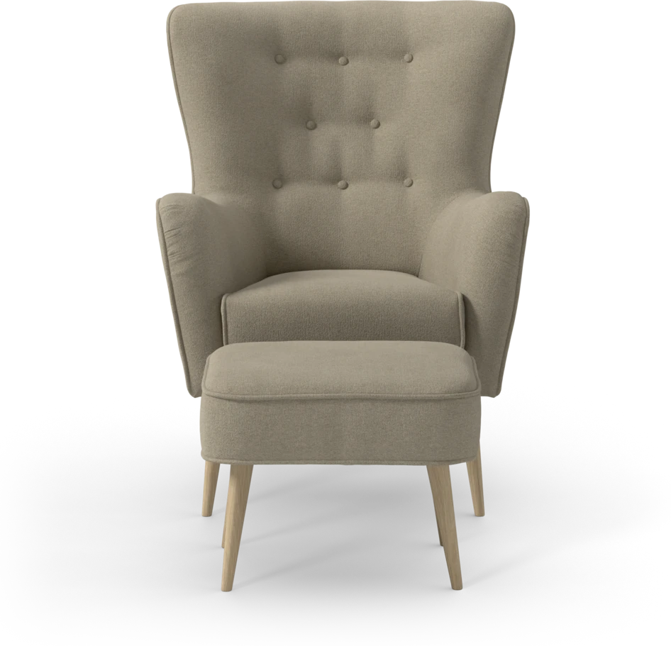 Cordelia - Fåtölj med fotpall - Beige