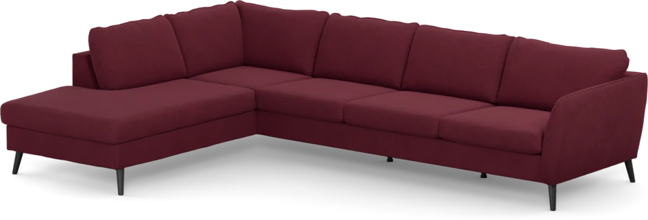 County - 3-sits soffa med divan vänster - Röd
