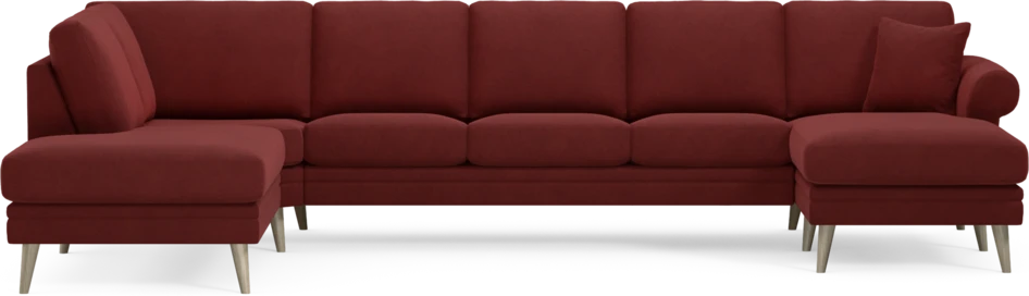 Eden - 3-sits soffa med divan vänster och schäslong höger - Röd