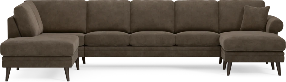 Eden - 3-sits soffa med divan vänster och schäslong höger - Brun