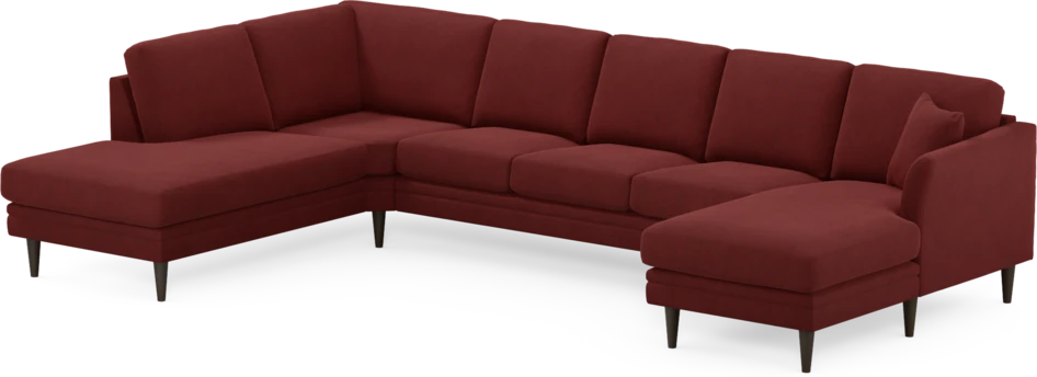 Eden - 3-sits soffa med divan vänster och schäslong höger - Röd