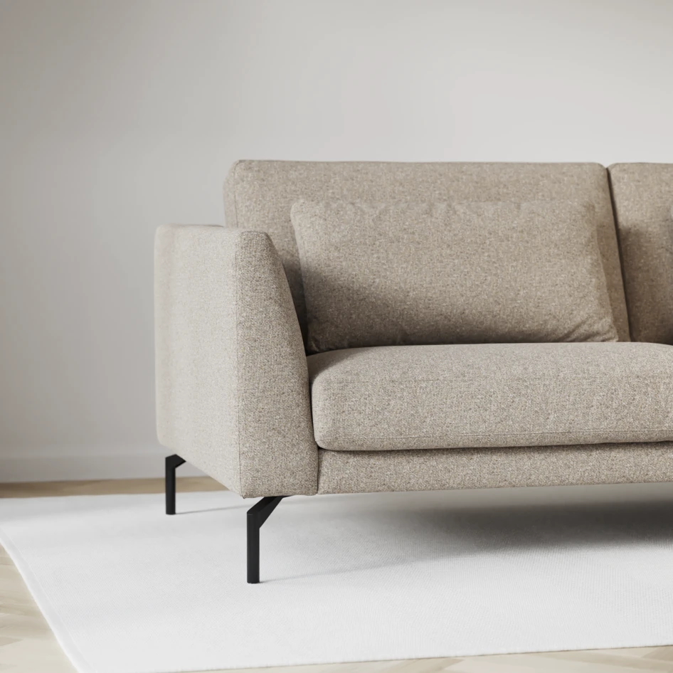 Willow - 3-sits soffa med divan vänster, fast klädsel - Beige
