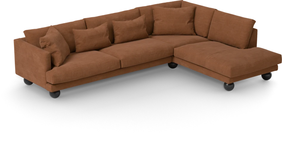 Harper - 3-sits soffa med divan höger - Orange