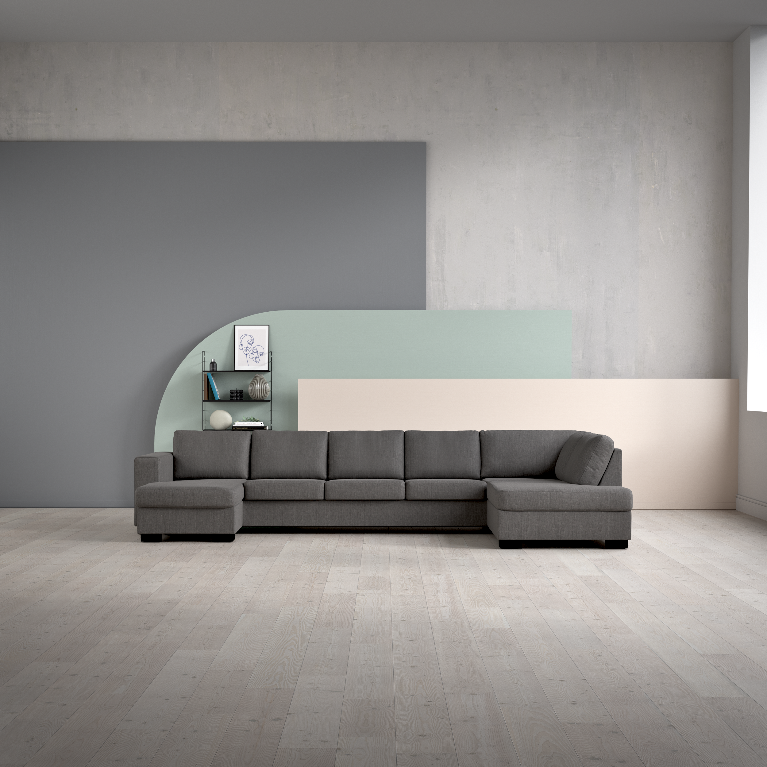 Nevada, 4-sits soffa med schäslong vänster och divan höger