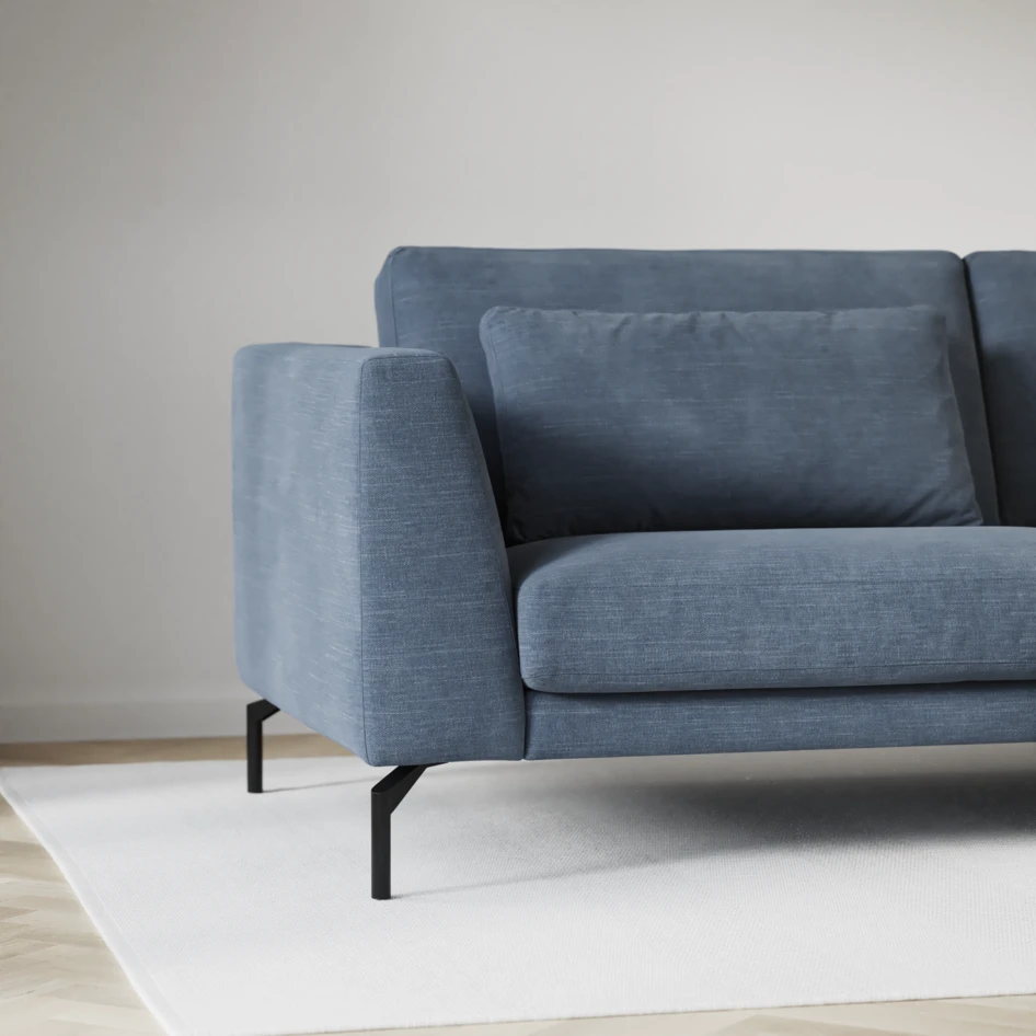 Willow - 3-sits soffa med divan vänster, fast klädsel - Blå