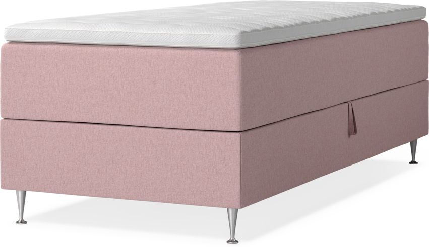 New York - Förvaringssäng, enkelsäng med bäddmadrass, sängben och sängben - Rosa