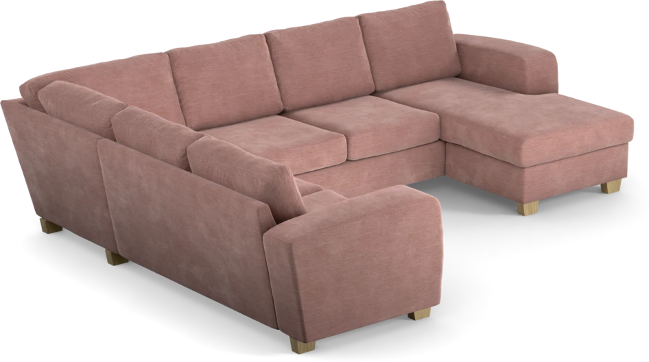 Friday - Hörnsoffa, 2+3-sits med schäslong höger - Rosa