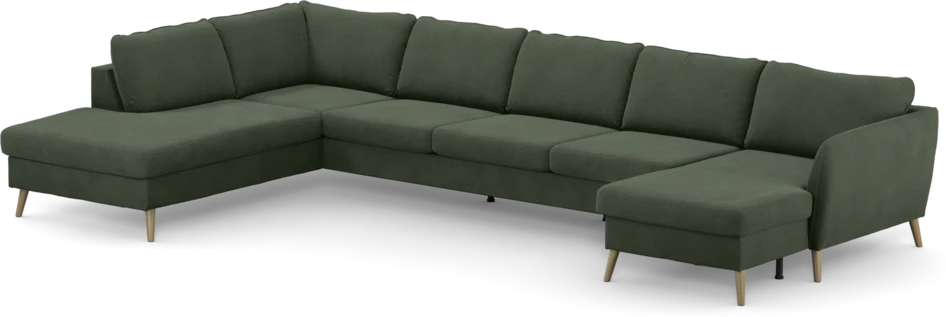 County - 4-sits soffa med divan vänster och schäslong höger - Grön