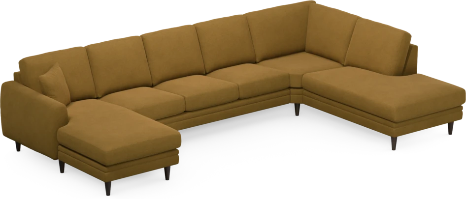 Eden - 3-sits soffa med schäslong vänster och divan höger - Gul