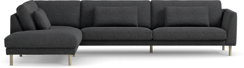 Willow - 4-sits soffa med divan vänster, fast klädsel - Grå
