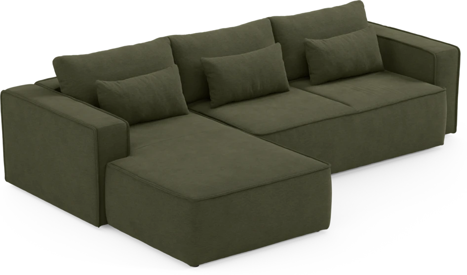 Ide - Bäddsoffa 3-sits med schäslong vänster - Grön