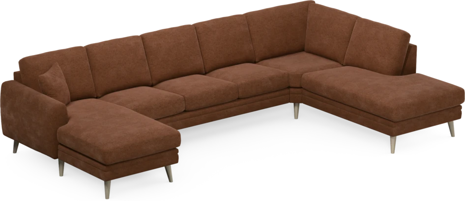 Eden - 3-sits soffa med schäslong vänster och divan höger - Orange