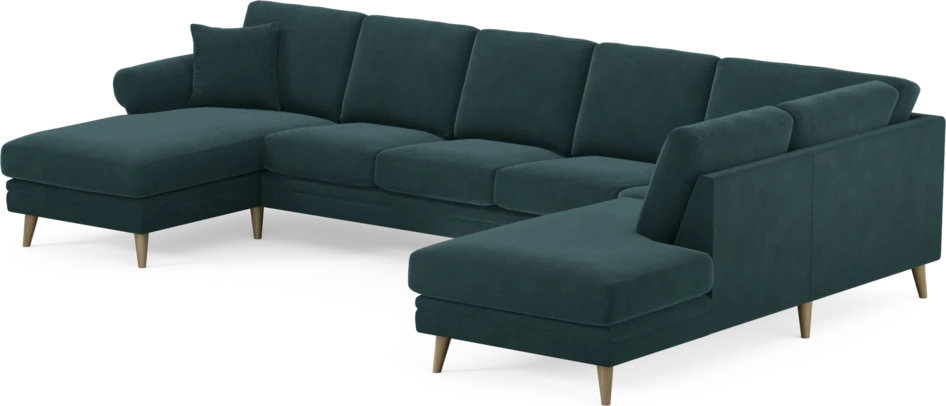 Eden - 3-sits soffa med schäslong vänster och divan höger - Blå