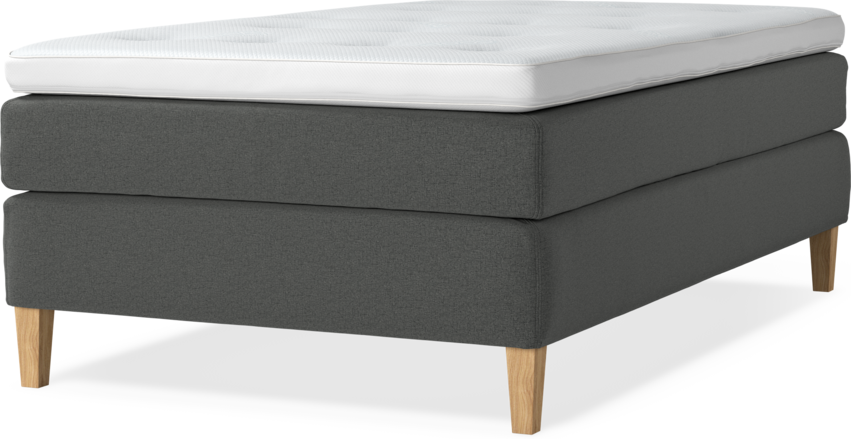 Delux Sense - Kontinentalsäng, enkelsäng 120 cm med bäddmadrass - Grå