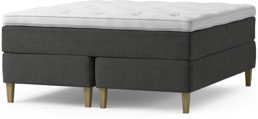 Delux Dream - Kontinentalsäng, dubbelsäng med bäddmadrass och sängben - Grå