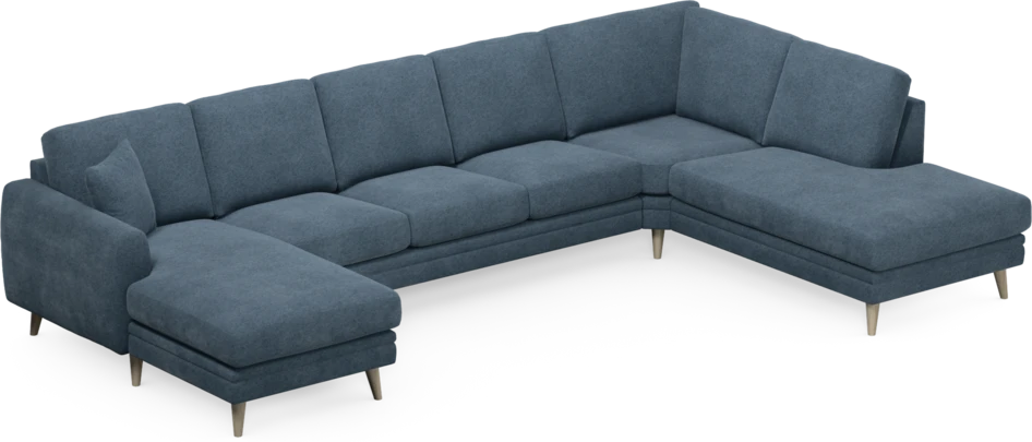 Eden - 3-sits soffa med schäslong vänster och divan höger - Blå