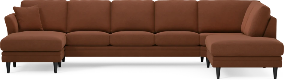 Eden - 3-sits soffa med schäslong vänster och divan höger - Orange