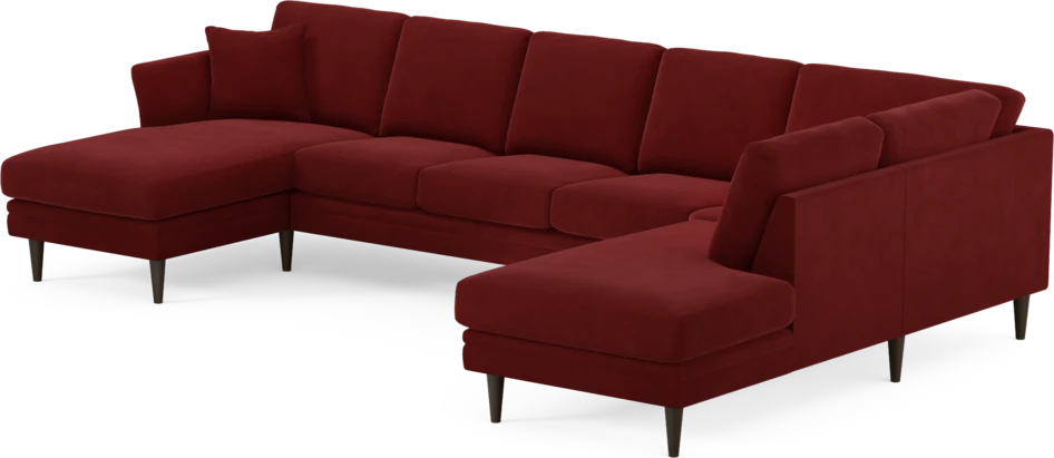 Eden - 3-sits soffa med schäslong vänster och divan höger - Röd
