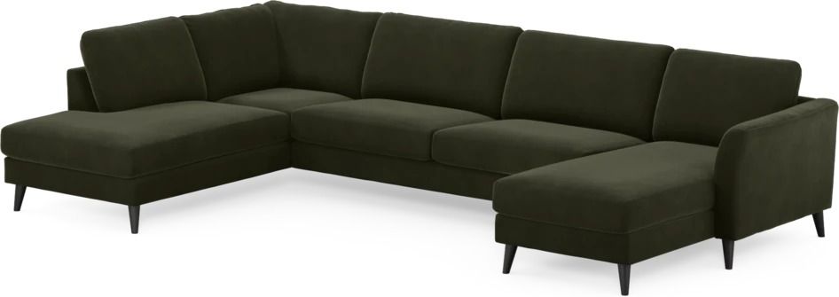 Bridge - 3-sits soffa med divan vänster och schäslong höger - Grön