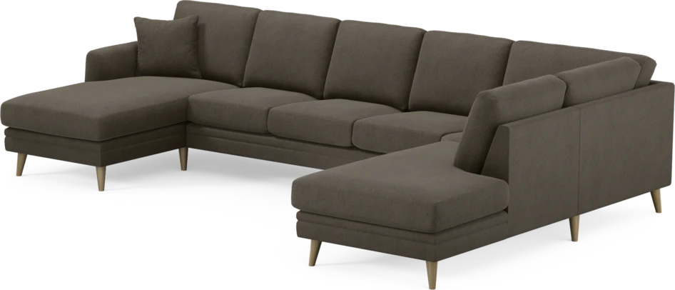 Eden - 3-sits soffa med schäslong vänster och divan höger - Brun