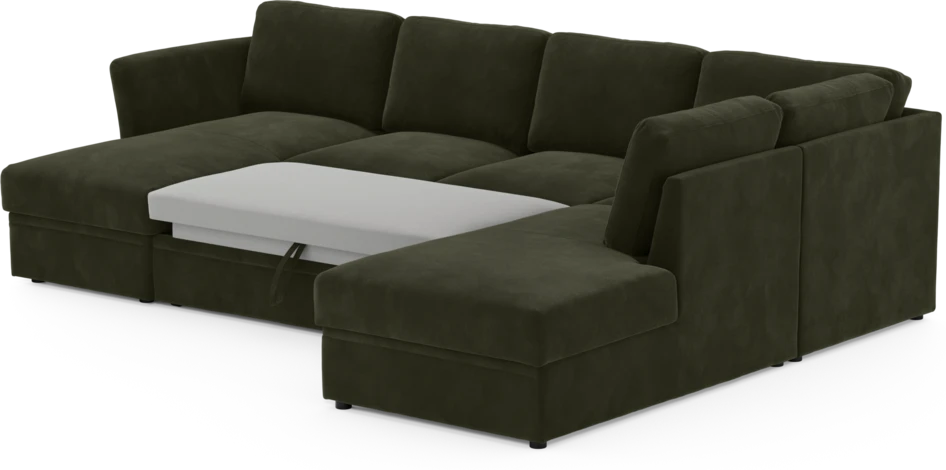 Öland - Bäddsoffa med schäslong vänster och divan höger - Grön