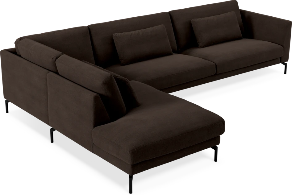 Willow - 4-sits soffa med divan vänster, fast klädsel - Brun