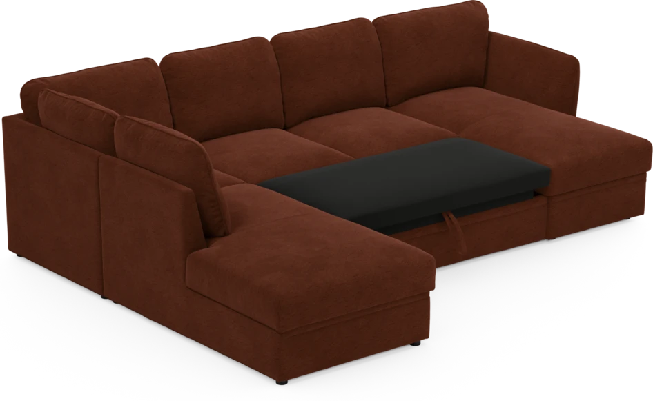 Öland - Bäddsoffa med divan vänster och schäslong höger - Orange
