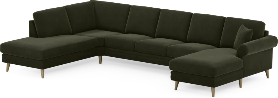 Eden - 3-sits soffa med divan vänster och schäslong höger - Grön