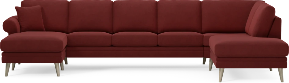 Eden - 3-sits soffa med schäslong vänster och divan höger - Röd