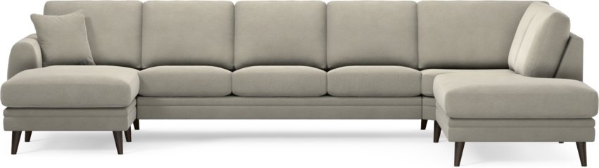 Eden - 3-sits soffa med schäslong vänster och divan höger - Brun