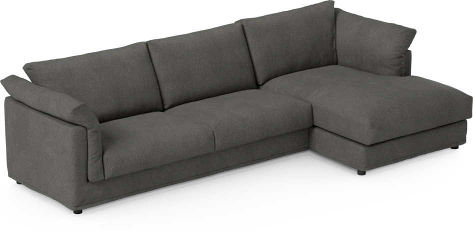 Cherrie - 3-sits soffa med schäslong höger, med kappa - Grå