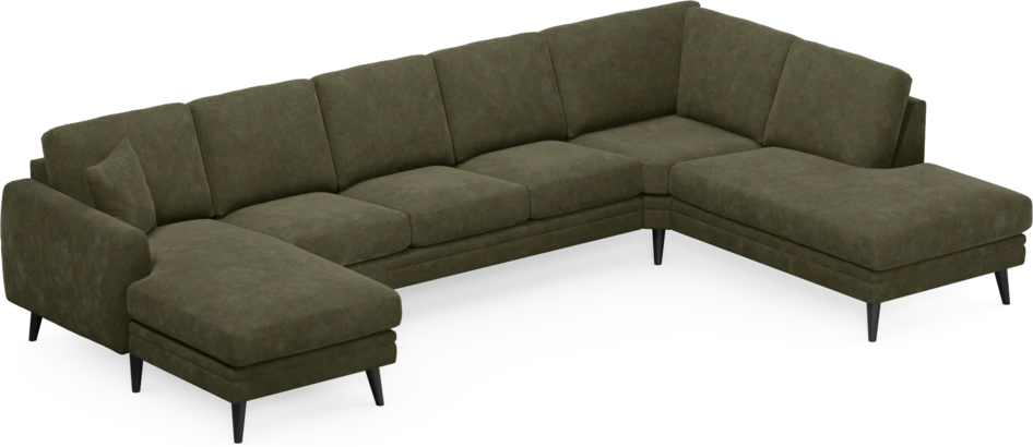 Eden - 3-sits soffa med schäslong vänster och divan höger - Grön