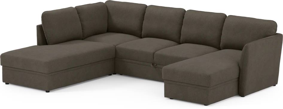 Öland - Bäddsoffa med divan vänster och schäslong höger - Brun