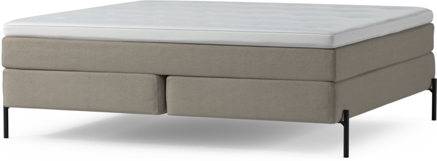 Delux Sense - Kontinentalsäng, dubbelsäng med bäddmadrass och sängben - Beige