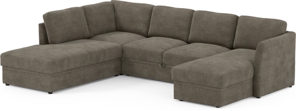 Öland - Bäddsoffa med divan vänster och schäslong höger - Brun